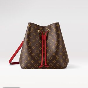 NeoNoe Louis Vutton Bucket Monogram Bag with Red trim shoulder or crossbody